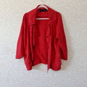 Zara Red Oversized Linen Jacket